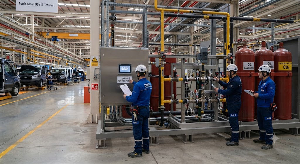 Kocaeli Gölcük Ford Otosan CO₂ Gazlı Söndürme Sistemi Montaj İşleri